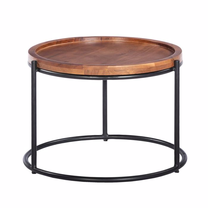 Liberta - Maison CELLINI Σετ των 2 Coffee Table Καρυδί Ανοιχτό/Μαύρο Φ70x43cm 04-1049 Liberta - Maison CELLINI Set ton 2 Coffee Table Karudi Anoixto/Mavro F70x43cm 04-1049